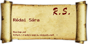 Rédai Sára névjegykártya